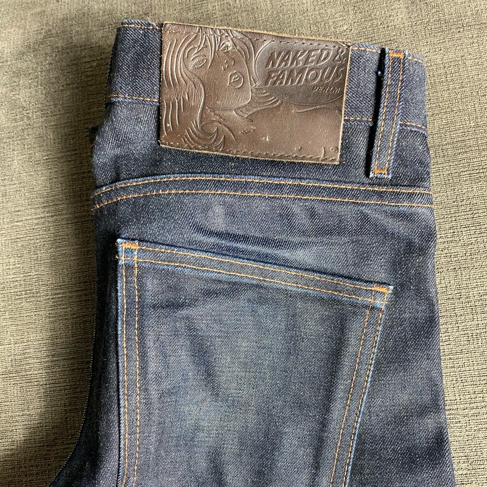 Naked and Famous Raw Indigo Denim Skinny Guy 30x38